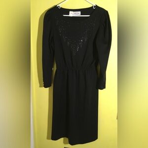 MCS Ltd Embellished W/Sequins Classy Black Dress Sz 16